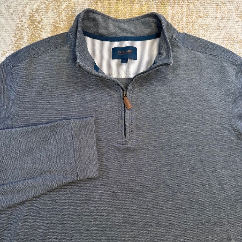 FAIRLANE Men's Performance Pique Blue 1/4 Zip Pullover | XL